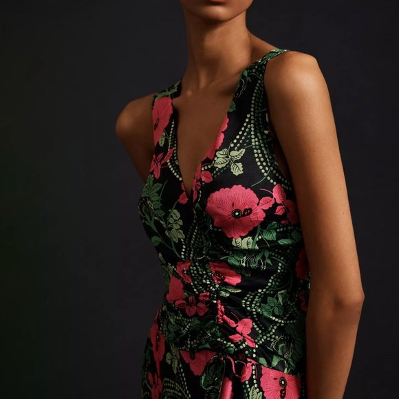 HTF Anthropologie Maeve Ruched Midi Dress - Picture 3 of 6